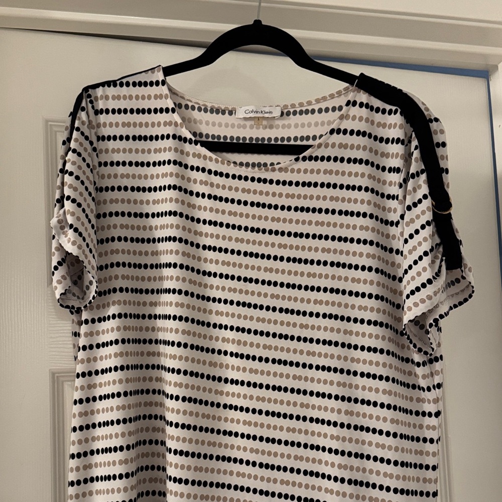 Calvin Klein Black and Beige Dot Top